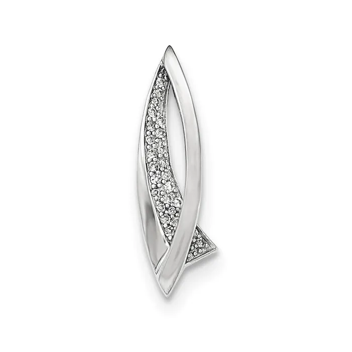 Goldia Necklaces 14K White Gold Real Diamond Polished Chain Slide Pendant Goldia Necklaces 14K White Gold Real Diamond Polished Chain Slide Pendant