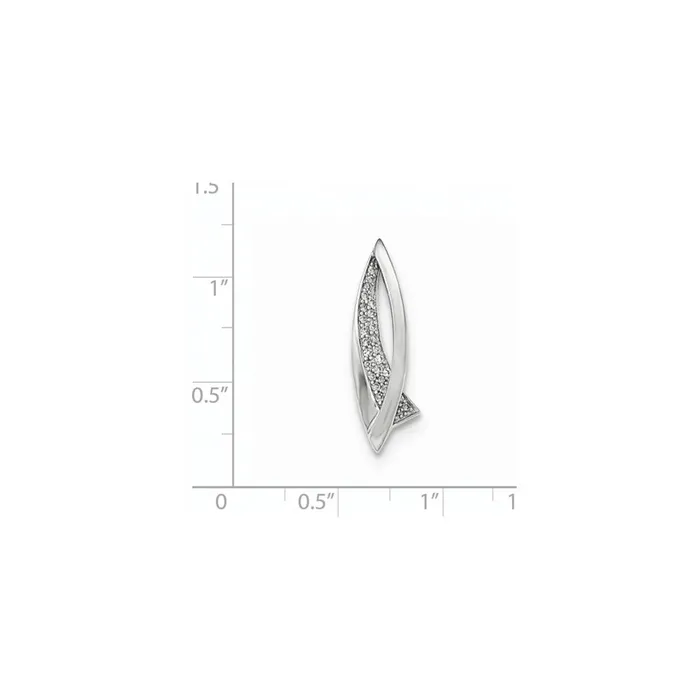 Goldia Necklaces 14K White Gold Real Diamond Polished Chain Slide Pendant