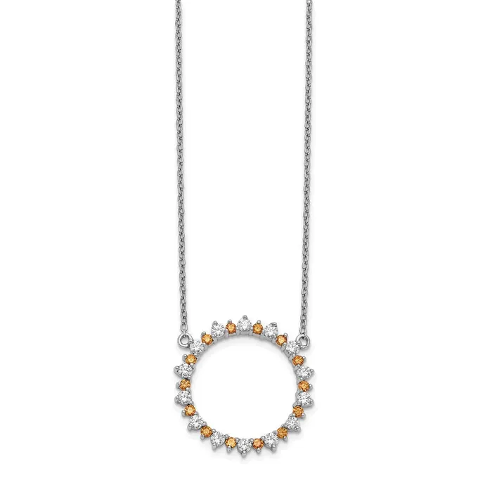 Goldia Necklaces 14k White Gold Real Diamond u0026 Citrine Fancy Circle Necklace Goldia Necklaces 14k White Gold Real Diamond u0026 Citrine Fancy Circle Necklace