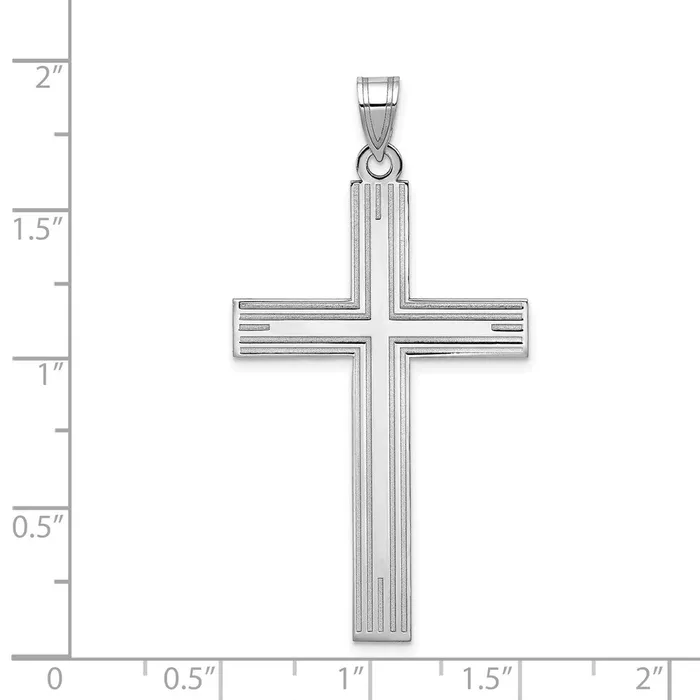 Goldia Necklaces 14k White Gold Solid Laser Etched Cross Pendant