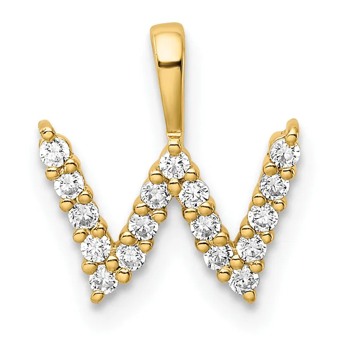 Goldia Necklaces 14k Yellow Gold 16 Ct Lab Grown Diamond VSSI G Letter W Initial Pendant Goldia Necklaces 14k Yellow Gold 16 Ct Lab Grown Diamond VSSI G Letter W Initial Pendant