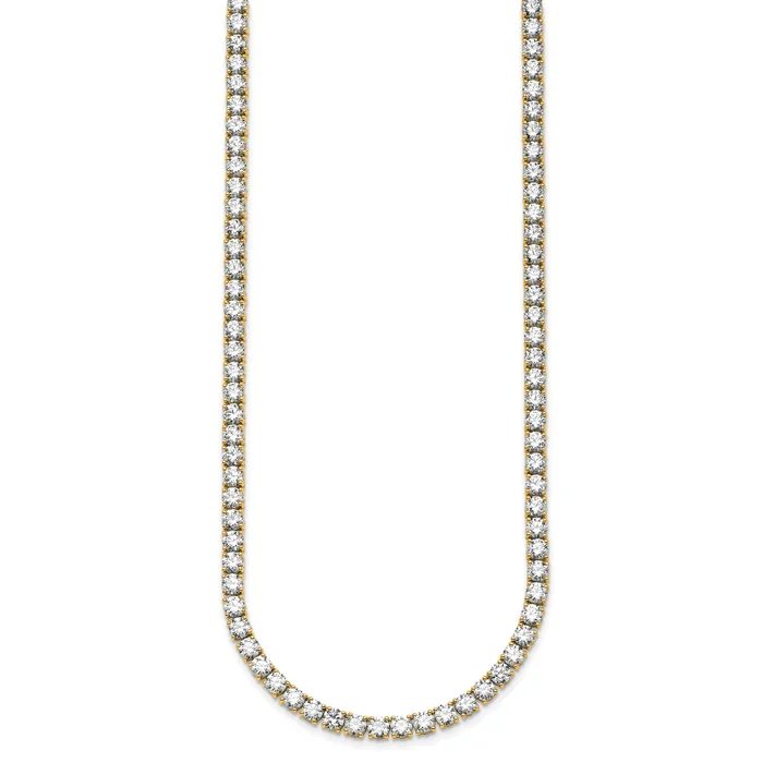 Goldia Necklaces 14k Yellow Gold 36 Ct Lab Grown Diamond VSSI G Round 24 inch Straight Tennis Necklace