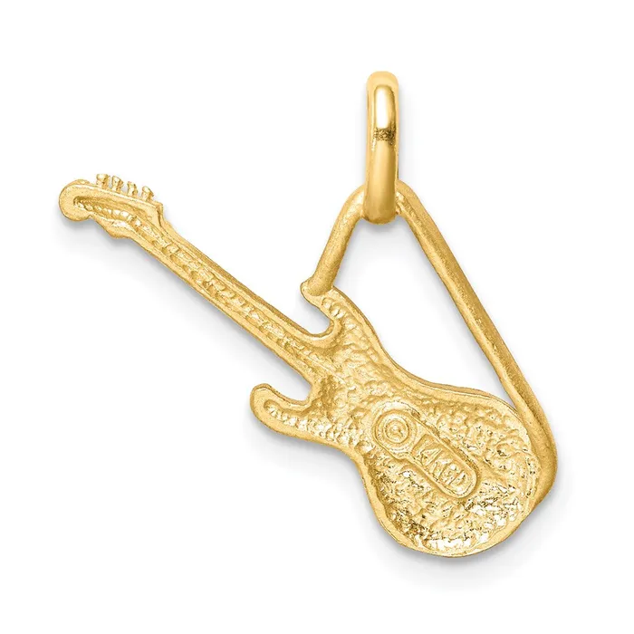 Goldia Necklaces 14k Yellow Gold Brushed Diamondcut Guitar Pendant