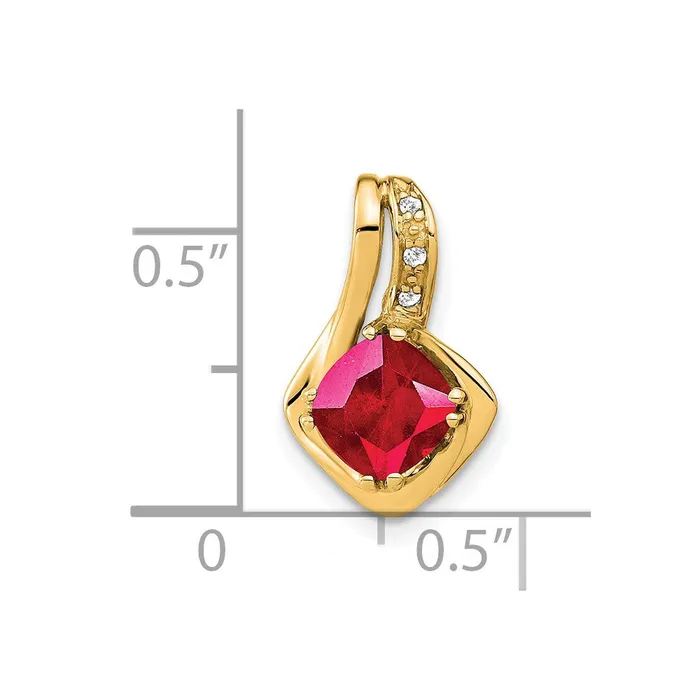 Goldia Necklaces 14K Yellow Gold Created Ruby and Real Diamond Pendant