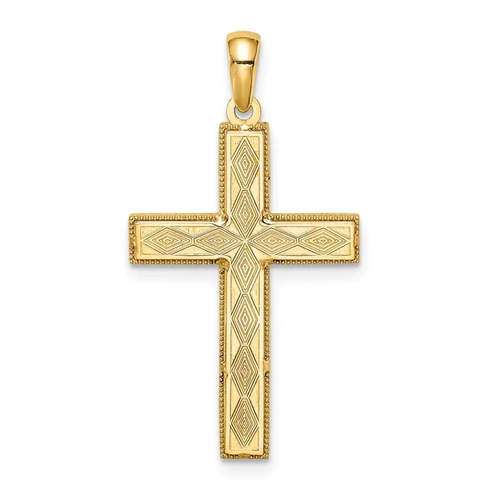 Goldia Necklaces 14k Yellow Gold Green Enamel Reversible Cross Pendant
