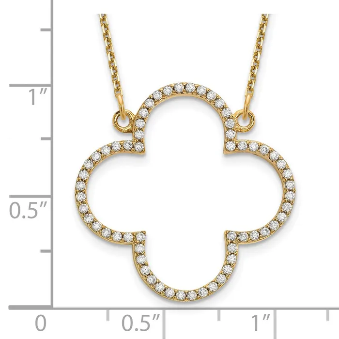 Goldia Necklaces 14K Yellow Gold Medium Real Diamond Quatrefoil Design Necklace