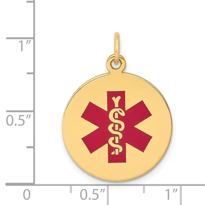 Goldia Necklaces 14k Yellow Gold Red Enamel Medical Jewelry Pendant