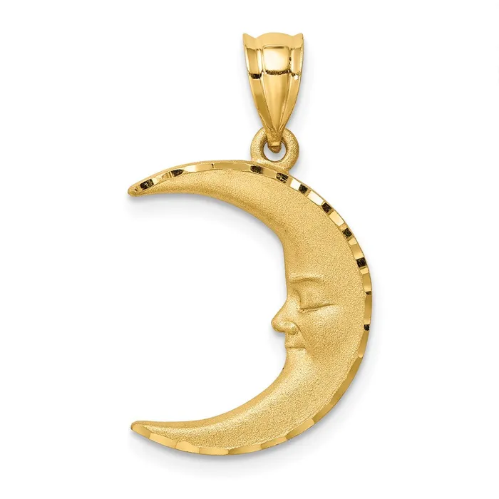 Goldia Necklaces 14k Yellow Gold Satin Diamondcut Moon Pendant