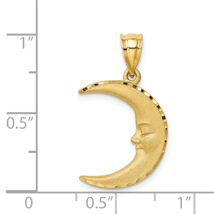 Goldia Necklaces 14k Yellow Gold Satin Diamondcut Moon Pendant