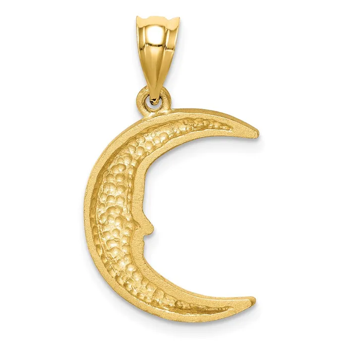 Goldia Necklaces 14k Yellow Gold Satin Diamondcut Moon Pendant