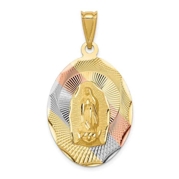 Goldia Necklaces 14k Yellow Rhodium Gold wRhodium DC Lady Of Guadalupe Oval Pendant Goldia Necklaces 14k Yellow Rhodium Gold wRhodium DC Lady Of Guadalupe Oval Pendant