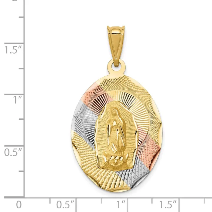 Goldia Necklaces 14k Yellow Rhodium Gold wRhodium DC Lady Of Guadalupe Oval Pendant