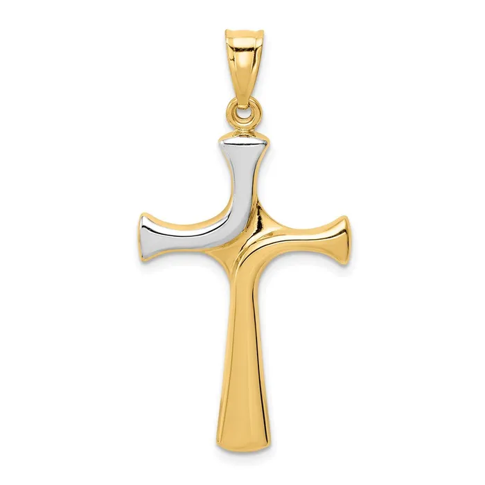 Goldia Necklaces 14k Yellow Rhodium Gold wRhodium Fancy Cross Pendant