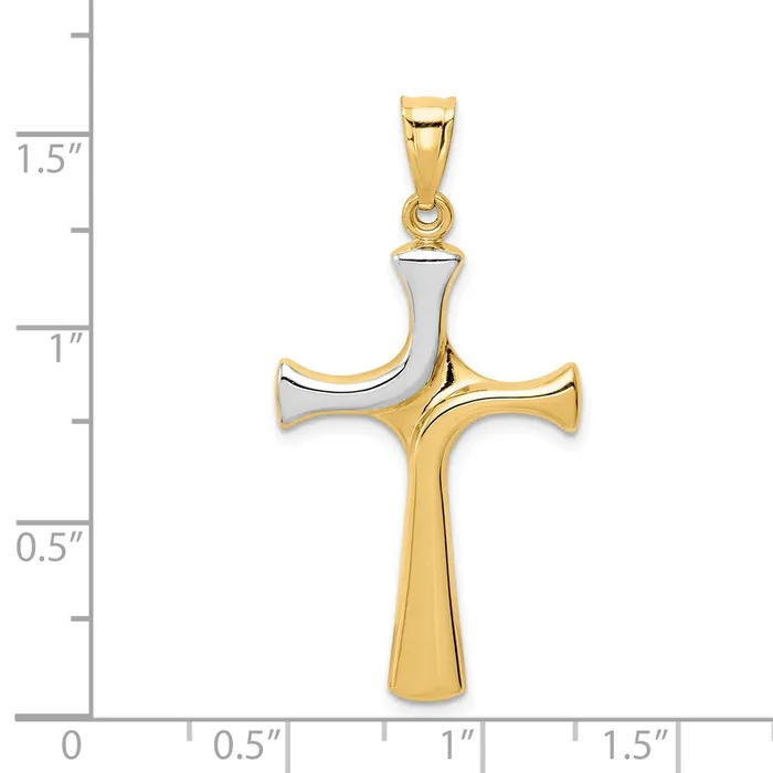 Goldia Necklaces 14k Yellow Rhodium Gold wRhodium Fancy Cross Pendant