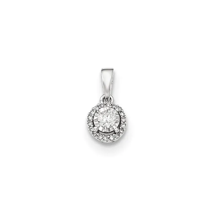 Goldia Necklaces 14kt White Gold Polished Round Real Diamond Pendant
