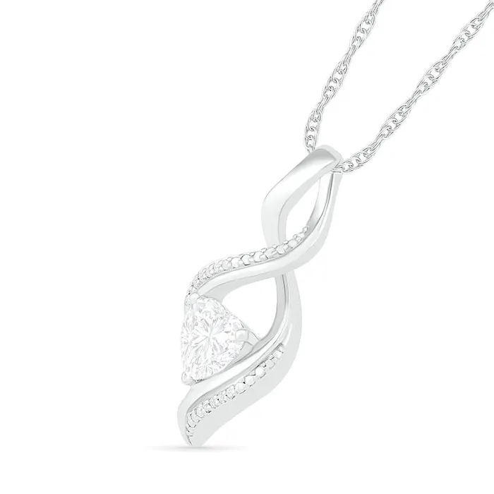 Goldia Necklaces HeartShaped White LabCreated Sapphire and Diamond Accent Infinity Flame Pendant in Sterling Silver Goldia Necklaces HeartShaped White LabCreated Sapphire and Diamond Accent Infinity Flame Pendant in Sterling Silver
