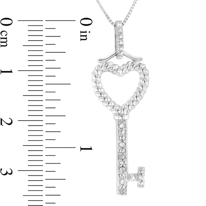 Goldia Necklaces Natural Diamond Accent HeartTop Key Pendant in 14K White Gold Goldia Necklaces Natural Diamond Accent HeartTop Key Pendant in 14K White Gold