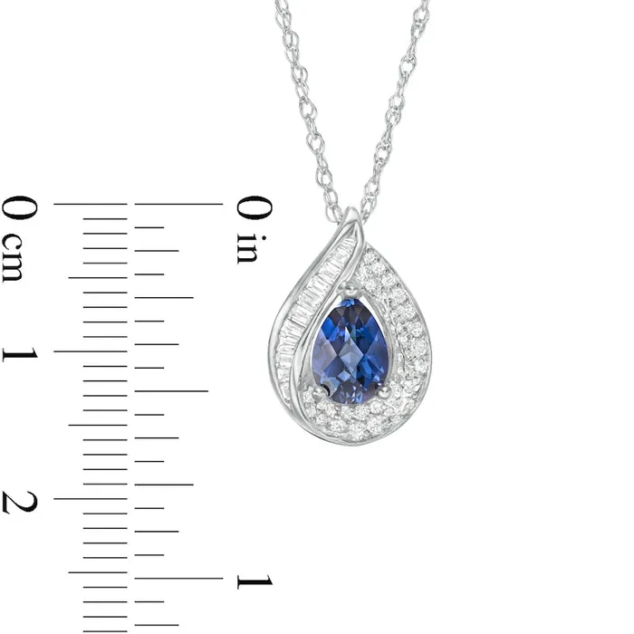 Goldia Necklaces PearShaped LabCreated Blue and White Sapphire Teardrop Pendant in Sterling Silver Goldia Necklaces PearShaped LabCreated Blue and White Sapphire Teardrop Pendant in Sterling Silver