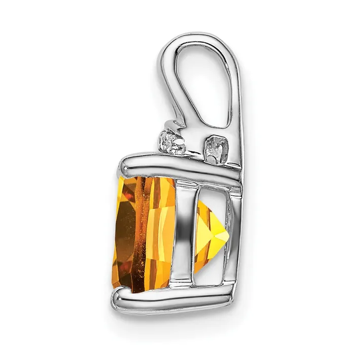 Goldia Necklaces Solid 14k White Gold Cushion Simulated Citrine and CZ Pendant Goldia Necklaces Solid 14k White Gold Cushion Simulated Citrine and CZ Pendant