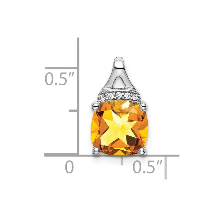 Goldia Necklaces Solid 14k White Gold Cushion Simulated Citrine and CZ Pendant Goldia Necklaces Solid 14k White Gold Cushion Simulated Citrine and CZ Pendant