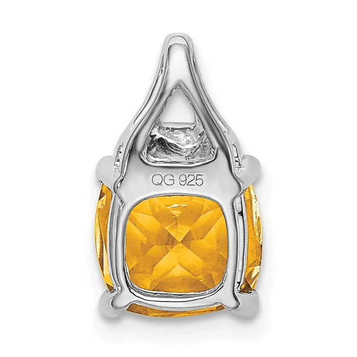 Goldia Necklaces Solid 14k White Gold Cushion Simulated Citrine and CZ Pendant Goldia Necklaces Solid 14k White Gold Cushion Simulated Citrine and CZ Pendant