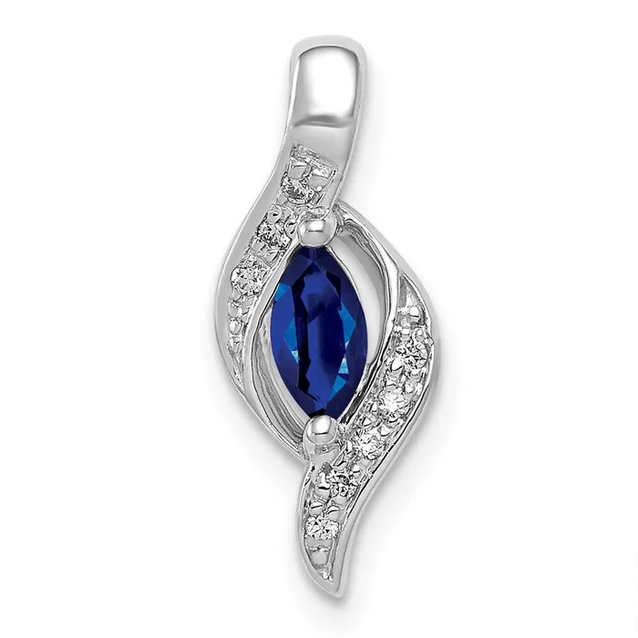 Goldia Necklaces Solid 14k White Gold Simulated CZ and Marquise 29 Sapphire Pendant Goldia Necklaces Solid 14k White Gold Simulated CZ and Marquise 29 Sapphire Pendant