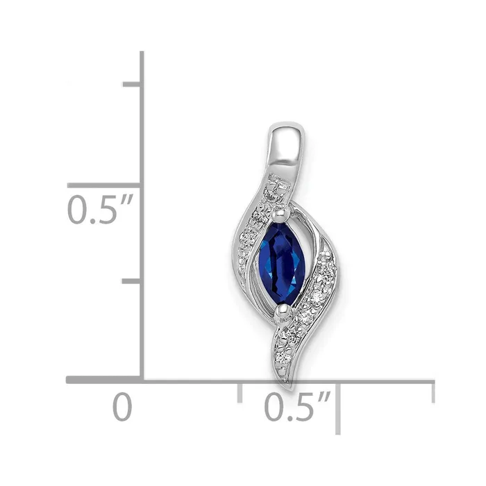 Goldia Necklaces Solid 14k White Gold Simulated CZ and Marquise 29 Sapphire Pendant Goldia Necklaces Solid 14k White Gold Simulated CZ and Marquise 29 Sapphire Pendant