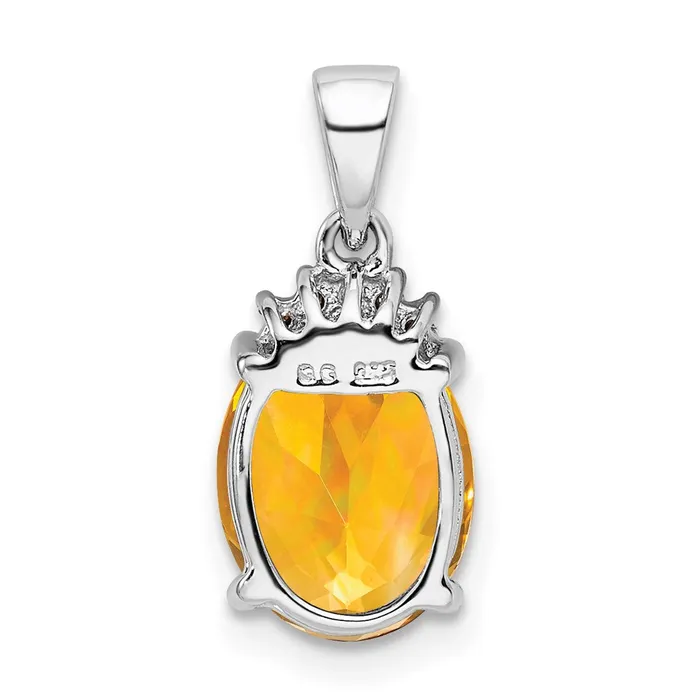 Goldia Necklaces Sterling Silver Rhodium Citrine u0026 Diamond Pendant