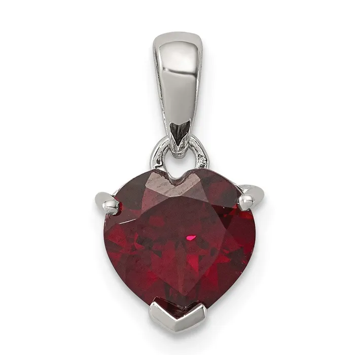 Goldia Necklaces Sterling Silver Rhodium Garnet Pendant