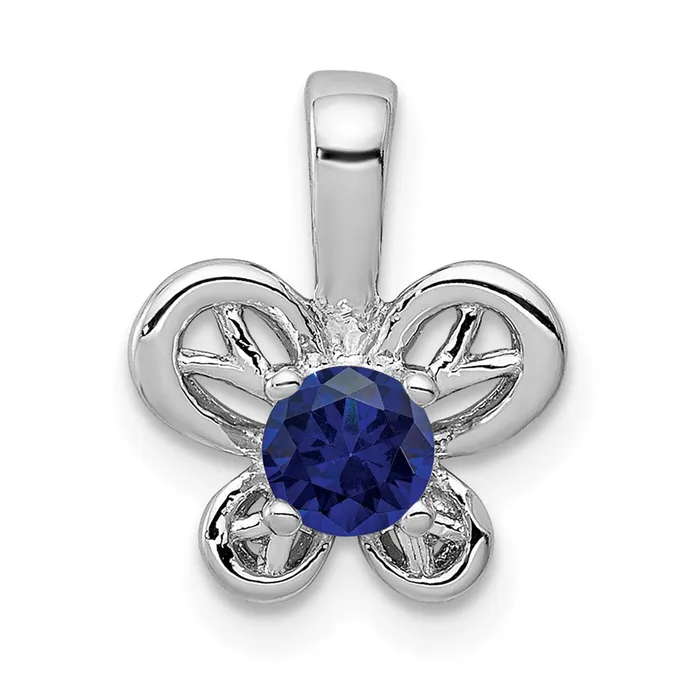 Goldia Necklaces Sterling Silver Rhodiumplated Created Sapphire Pendant
