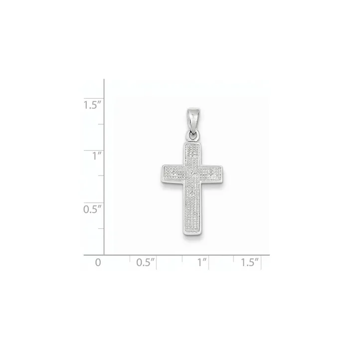 Goldia Necklaces Sterling Silver Rhodium Plated Diamond Cross Pendant
