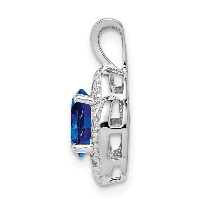 Goldia Necklaces Sterling Silver Rhodiumplated Diamond u0026 Created Sapphire Pendant