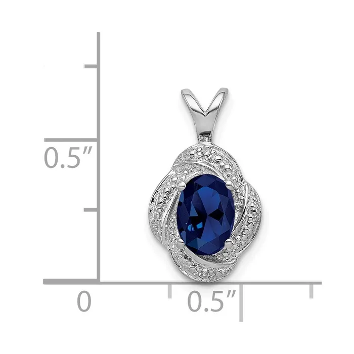 Goldia Necklaces Sterling Silver Rhodiumplated Diamond u0026 Created Sapphire Pendant