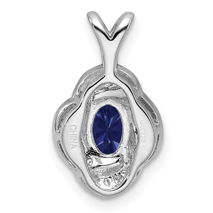 Goldia Necklaces Sterling Silver Rhodiumplated Diamond u0026 Created Sapphire Pendant