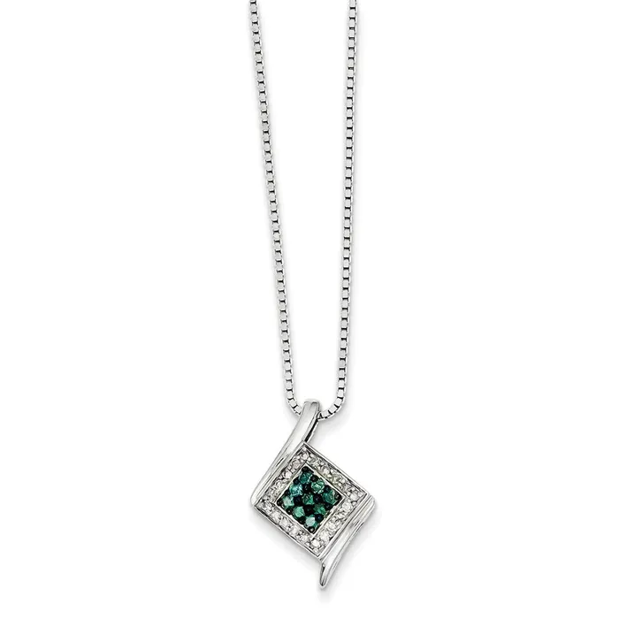 Goldia Necklaces Sterling Silver White u0026 Blue Diamond Pendant