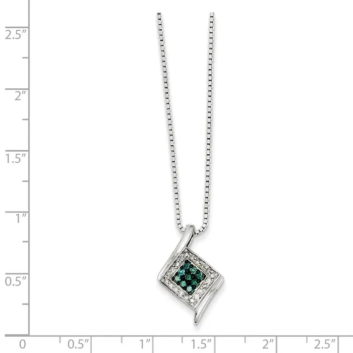 Goldia Necklaces Sterling Silver White u0026 Blue Diamond Pendant