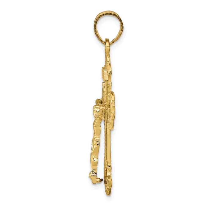 Goldia PreStyled Sets 14k Yellow Gold INRI Fleur De Lis Crucifix Pendant