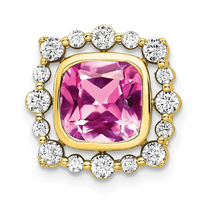 Goldia PreStyled Sets 14K Yellow Gold Lab Grown Real Diamond SI1SI2 G H I Lab Crtd Pnk Sapph Square Pend