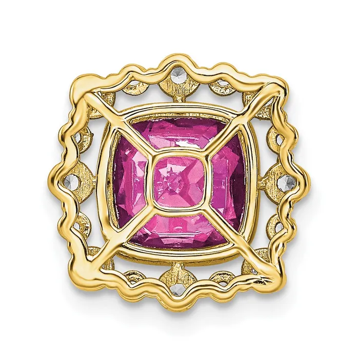 Goldia PreStyled Sets 14K Yellow Gold Lab Grown Real Diamond SI1SI2 G H I Lab Crtd Pnk Sapph Square Pend