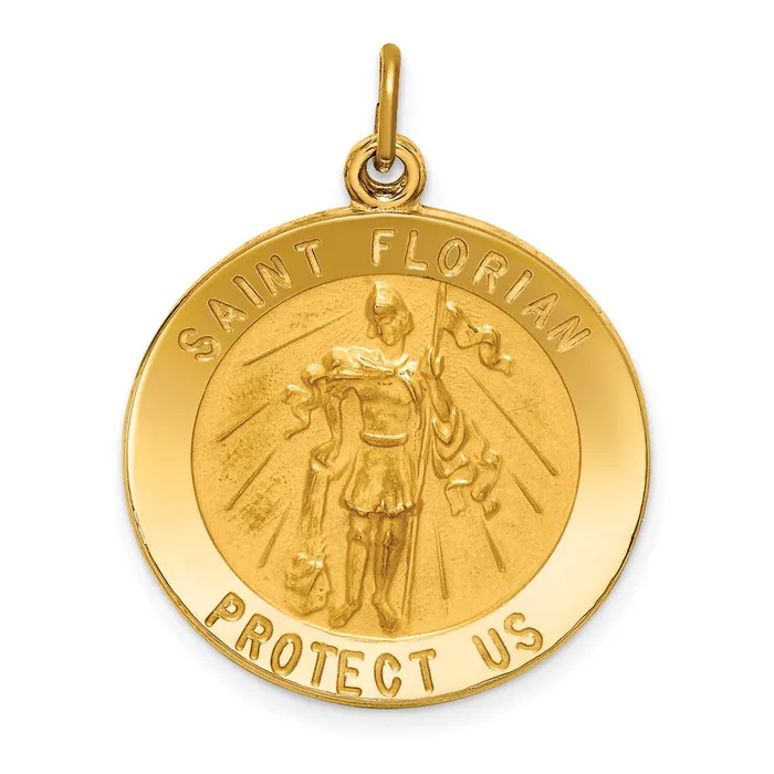 Goldia PreStyled Sets 14k Yellow Gold Solid PolishedSatin Round St Florian Medal Goldia PreStyled Sets 14k Yellow Gold Solid PolishedSatin Round St Florian Medal