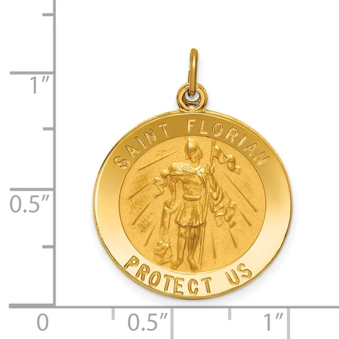 Goldia PreStyled Sets 14k Yellow Gold Solid PolishedSatin Round St Florian Medal