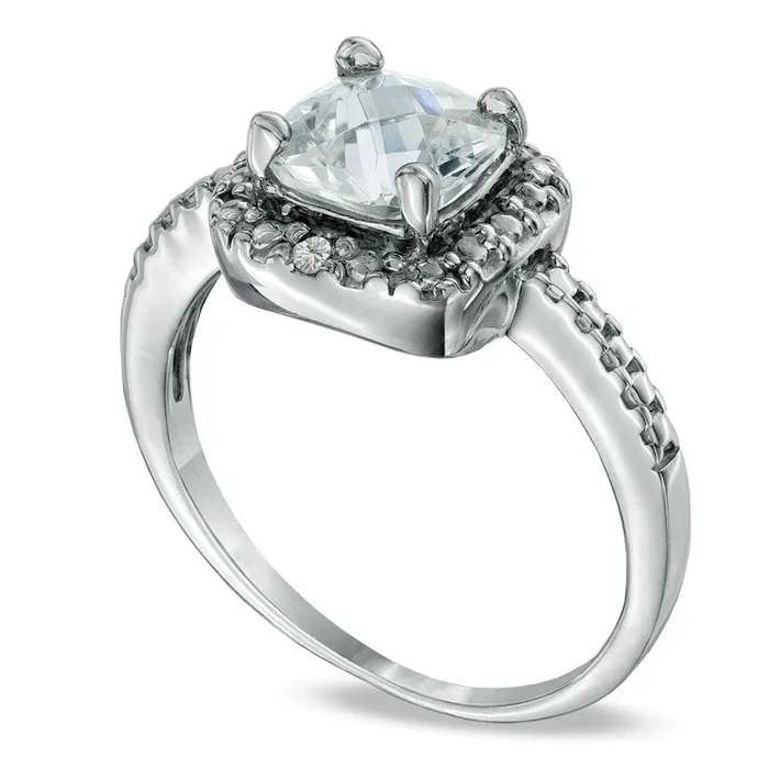 Goldia PrincessCut LabCreated White Sapphire and Diamond Accent Frame Ring in Sterling Silver Rings Goldia PrincessCut LabCreated White Sapphire and Diamond Accent Frame Ring in Sterling Silver Rings