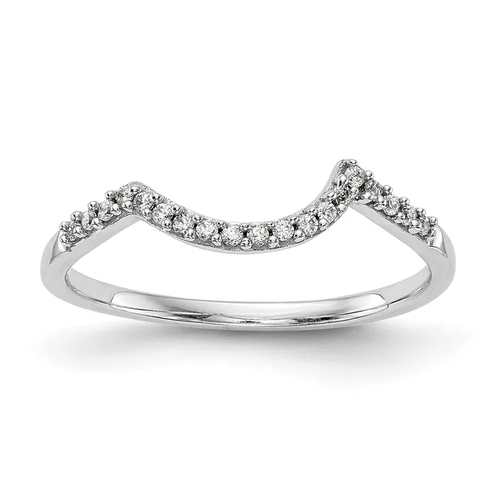 Goldia Rings 010ct CZ Solid Real 14k White Gold Wedding Wedding Band Ring