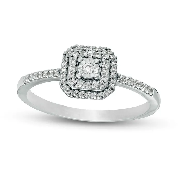 Goldia Rings 017 CT TW Natural Diamond Double Cushion Frame Promise Ring in Solid 10K White Gold Goldia Rings 017 CT TW Natural Diamond Double Cushion Frame Promise Ring in Solid 10K White Gold