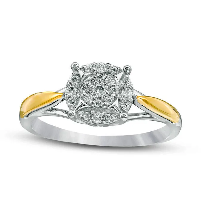 Goldia Rings 017 CT TW Natural Diamond Double Frame Promise Ring in Sterling Silver and Solid 10K Yellow Gold Goldia Rings 017 CT TW Natural Diamond Double Frame Promise Ring in Sterling Silver and Solid 10K Yellow Gold