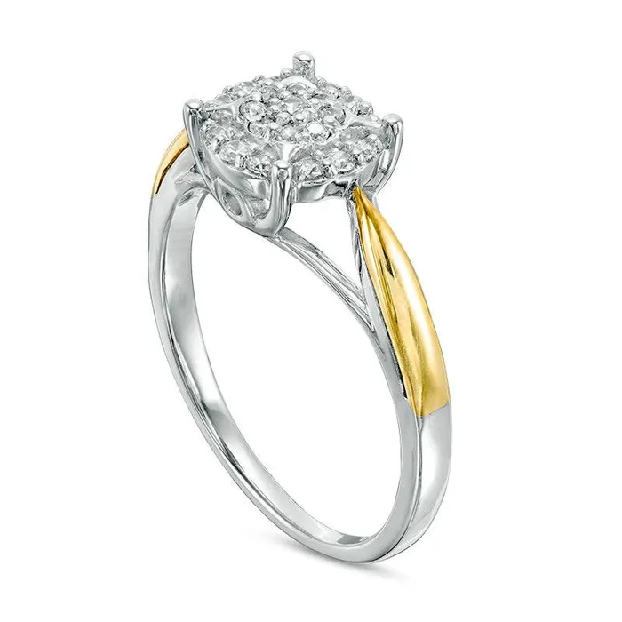 Goldia Rings 017 CT TW Natural Diamond Double Frame Promise Ring in Sterling Silver and Solid 10K Yellow Gold Goldia Rings 017 CT TW Natural Diamond Double Frame Promise Ring in Sterling Silver and Solid 10K Yellow Gold