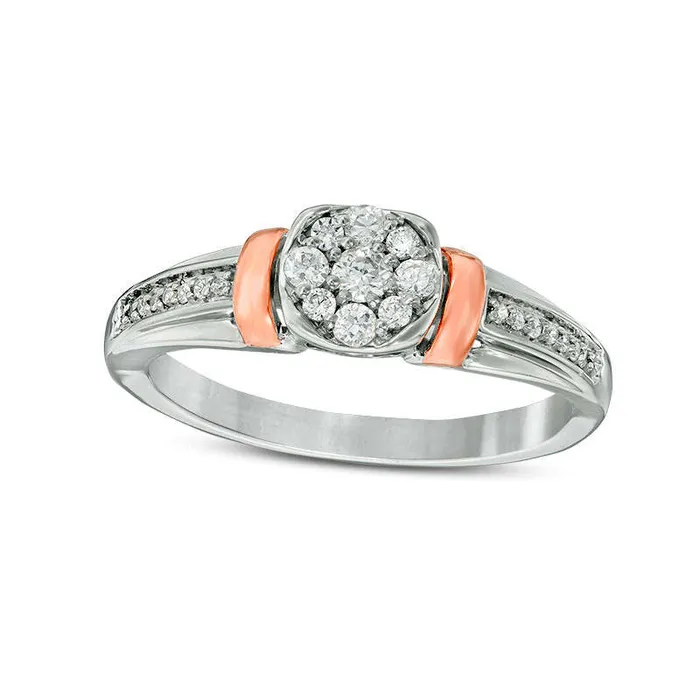 Goldia Rings 020 CT TW Composite Natural Diamond Collar Promise Ring in Sterling Silver and Solid 10K Rose Gold Goldia Rings 020 CT TW Composite Natural Diamond Collar Promise Ring in Sterling Silver and Solid 10K Rose Gold