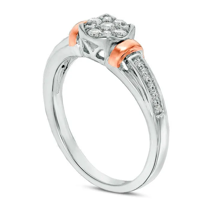 Goldia Rings 020 CT TW Composite Natural Diamond Collar Promise Ring in Sterling Silver and Solid 10K Rose Gold Goldia Rings 020 CT TW Composite Natural Diamond Collar Promise Ring in Sterling Silver and Solid 10K Rose Gold