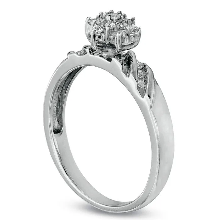 Goldia Rings 020 CT TW Natural Diamond Cluster Engagement Ring in Solid 10K White Gold Goldia Rings 020 CT TW Natural Diamond Cluster Engagement Ring in Solid 10K White Gold