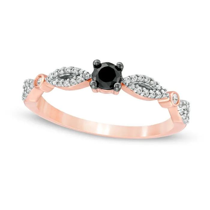 Goldia Rings 025 CT TW Enhanced Black and White Natural Diamond Alternating Marquise Promise Ring in Solid 10K Rose Gold Goldia Rings 025 CT TW Enhanced Black and White Natural Diamond Alternating Marquise Promise Ring in Solid 10K Rose Gold